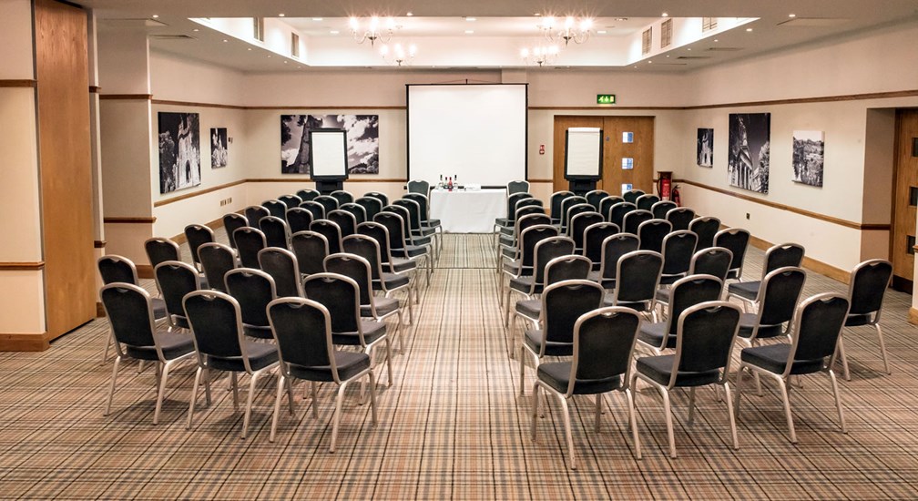 The Bowland Suite conference room at Lancaster House in a theatre style layout